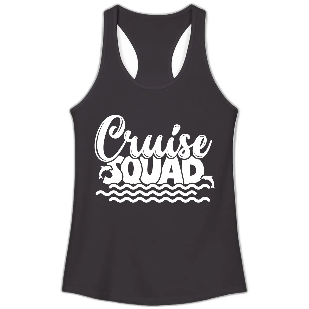 Cruise Squad Graphic Design Ladies Tank in Black