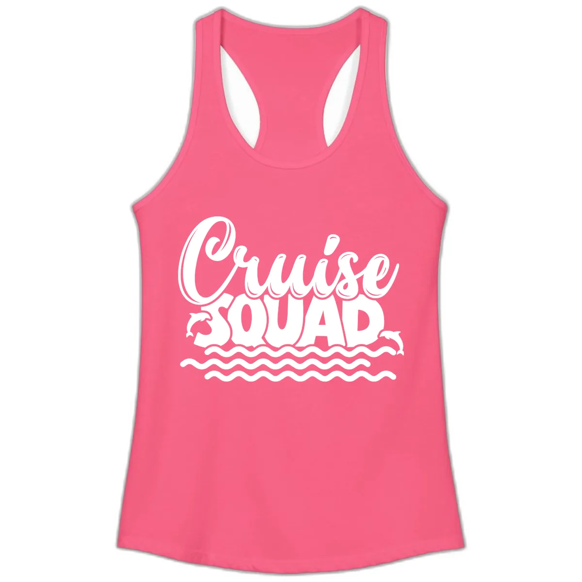 Cruise Squad Graphic Design Ladies Tank in Solid Hot Pink