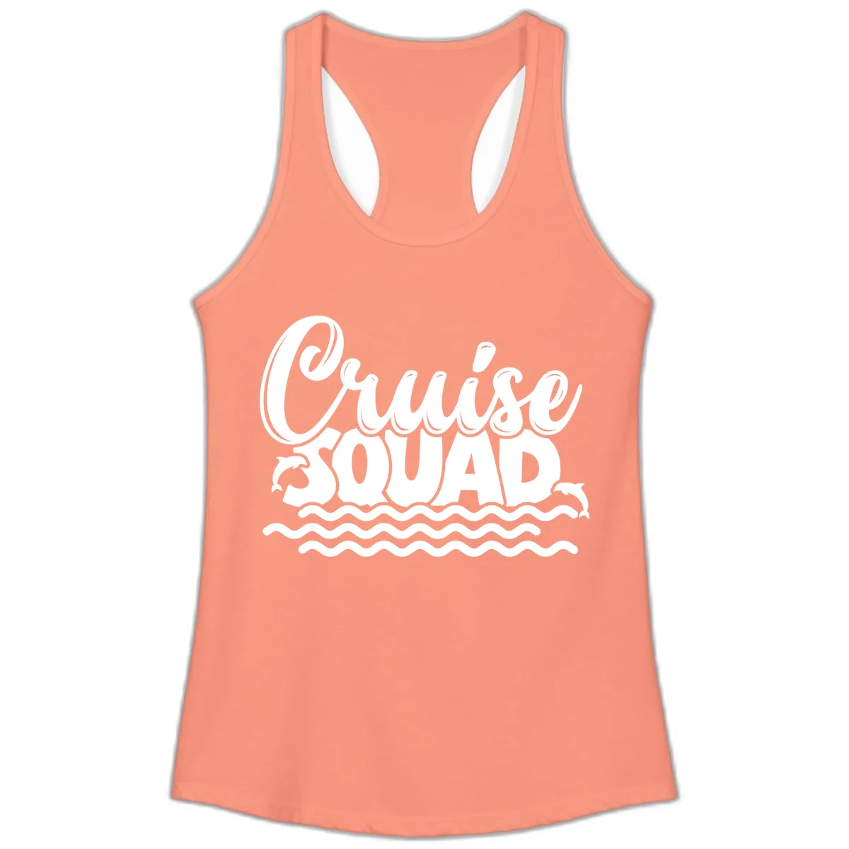 Cruise Squad Graphic Design Ladies Tank in Solid Light Orange