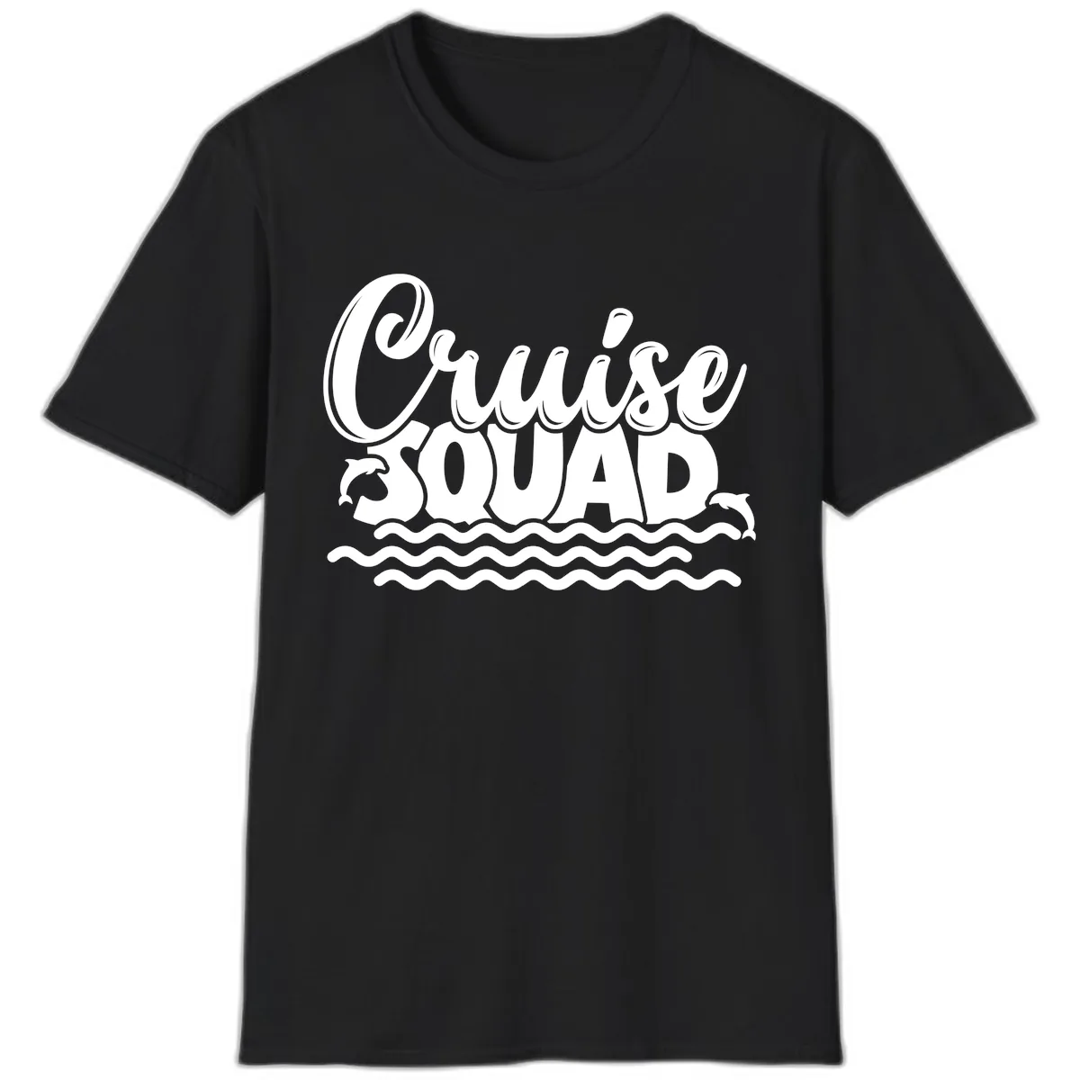 Cruise Squad Graphic Design T-Shirt in Black