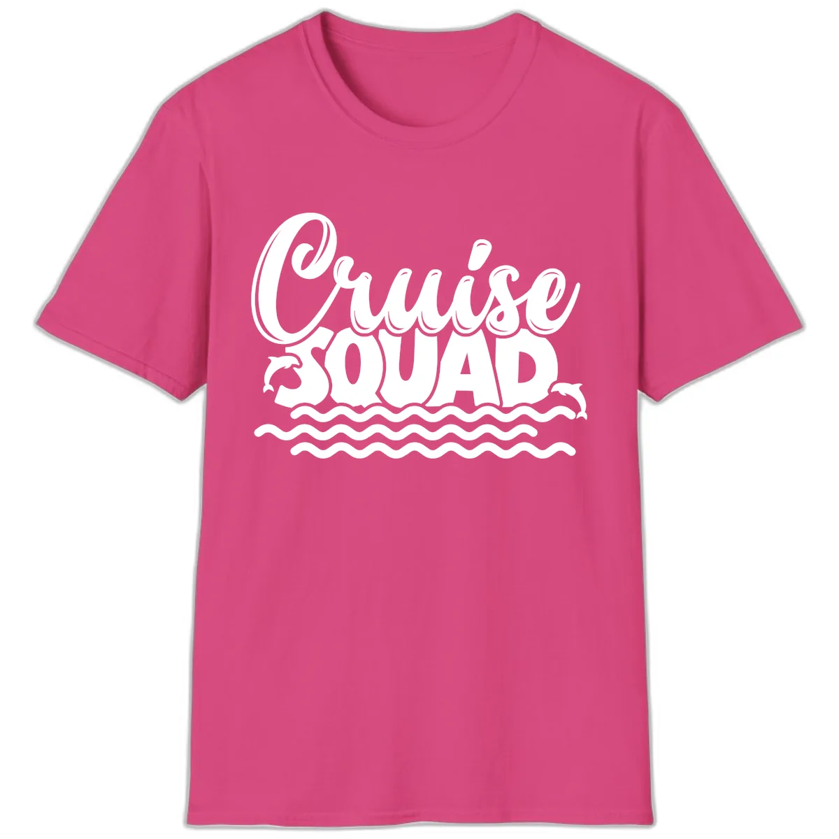 Cruise Squad Graphic Design T-Shirt in Heliconia
