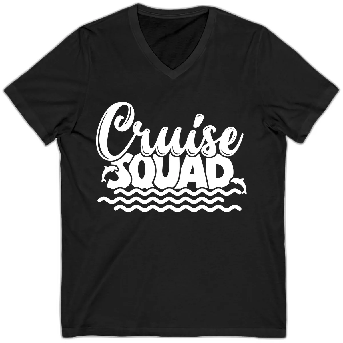 Cruise Squad Graphic Design V-Neck in Black
