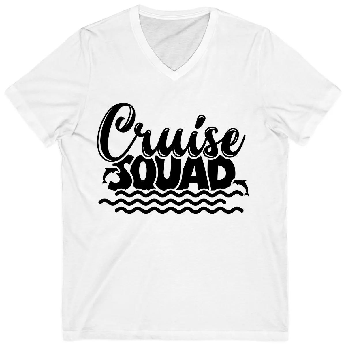 Cruise Squad Graphic Design V-Neck in White