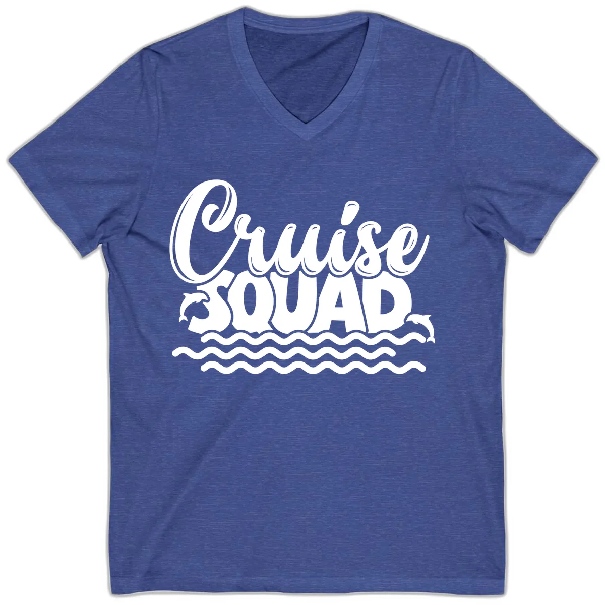 Cruise Squad Graphic Design V-Neck in Heather True Royal