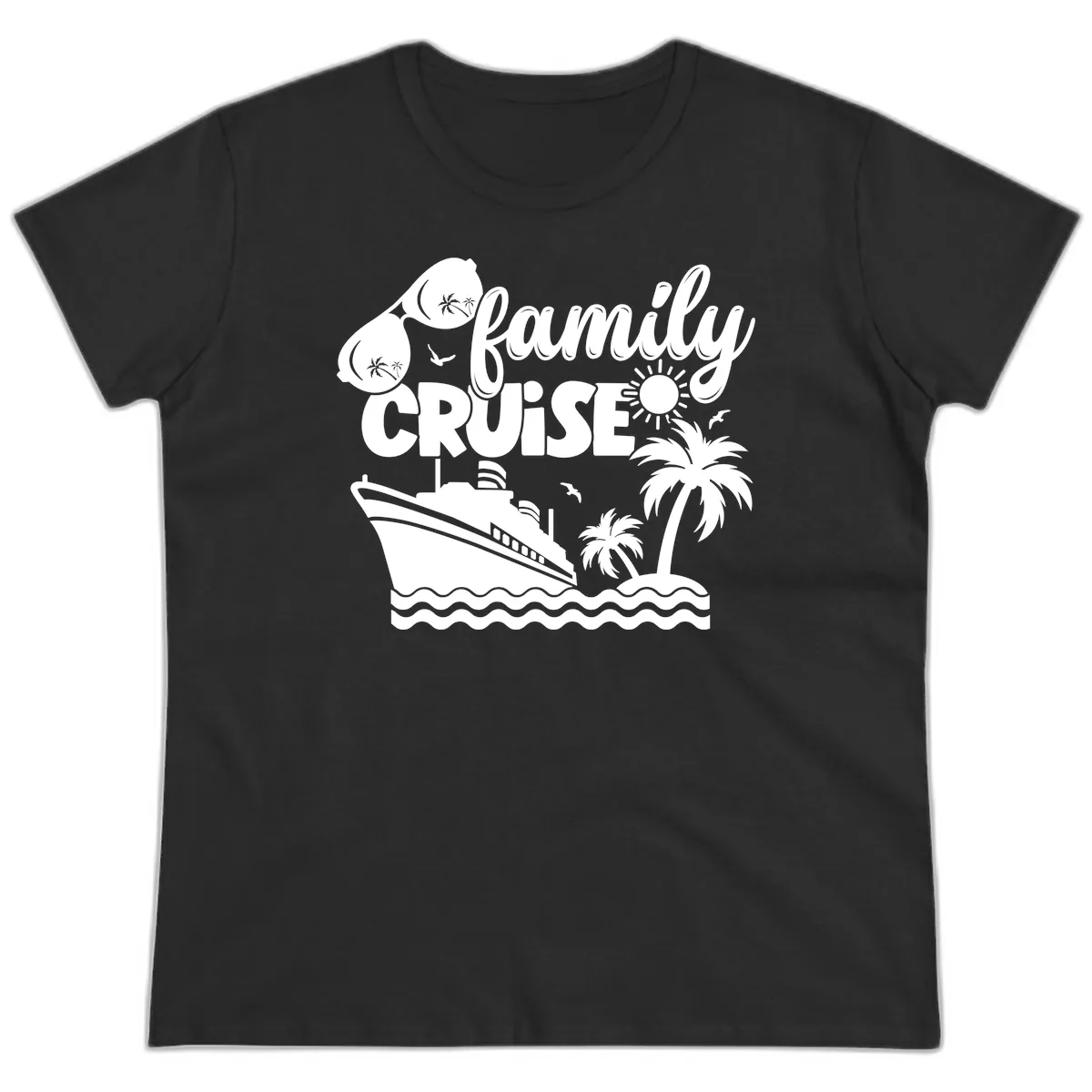 Family Cruise Vacation Fun Ladies Tee in Black