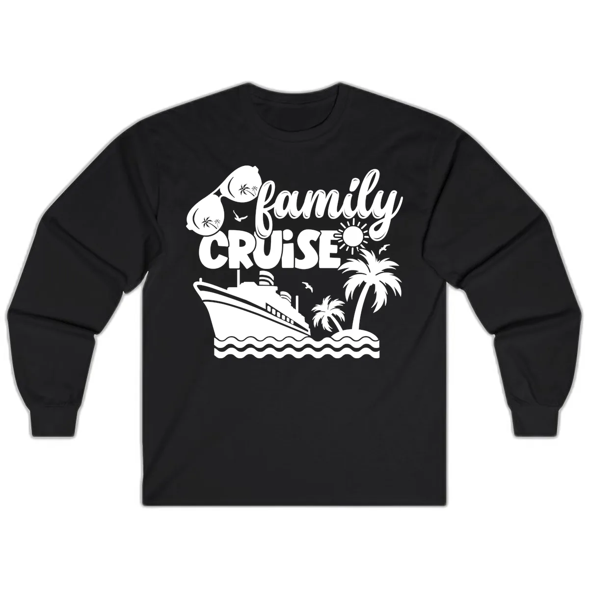 Family Cruise Vacation Fun Long Sleeve in Black