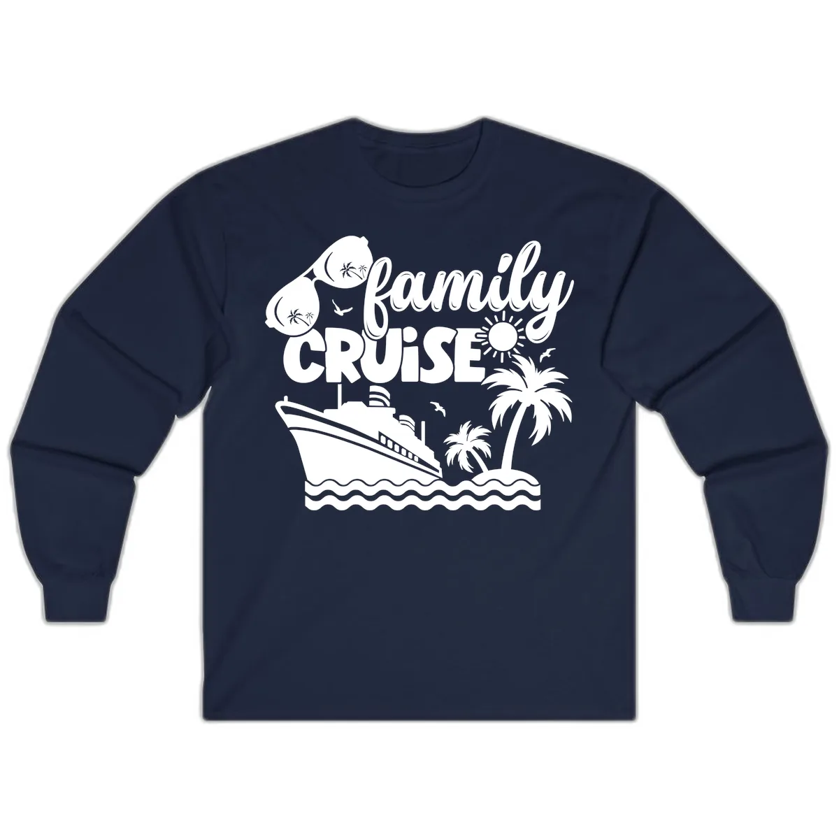 Family Cruise Vacation Fun Long Sleeve in Navy