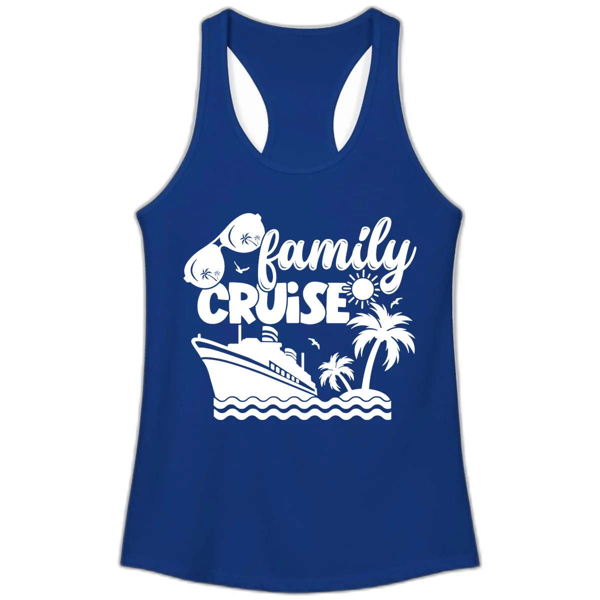 Family Cruise Vacation Fun Ladies Tank in Solid Royal