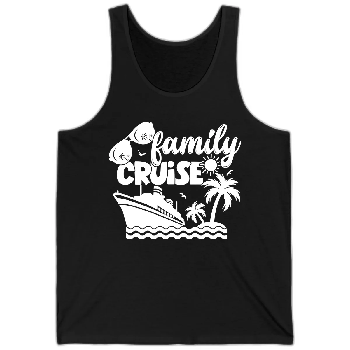 Family Cruise Vacation Fun Tank in Black