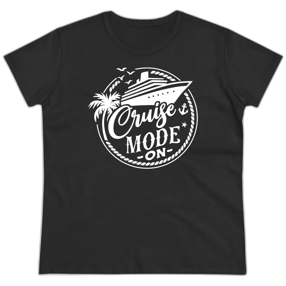 Cruise Mode On Graphic Tee Design Ladies Tee in Black