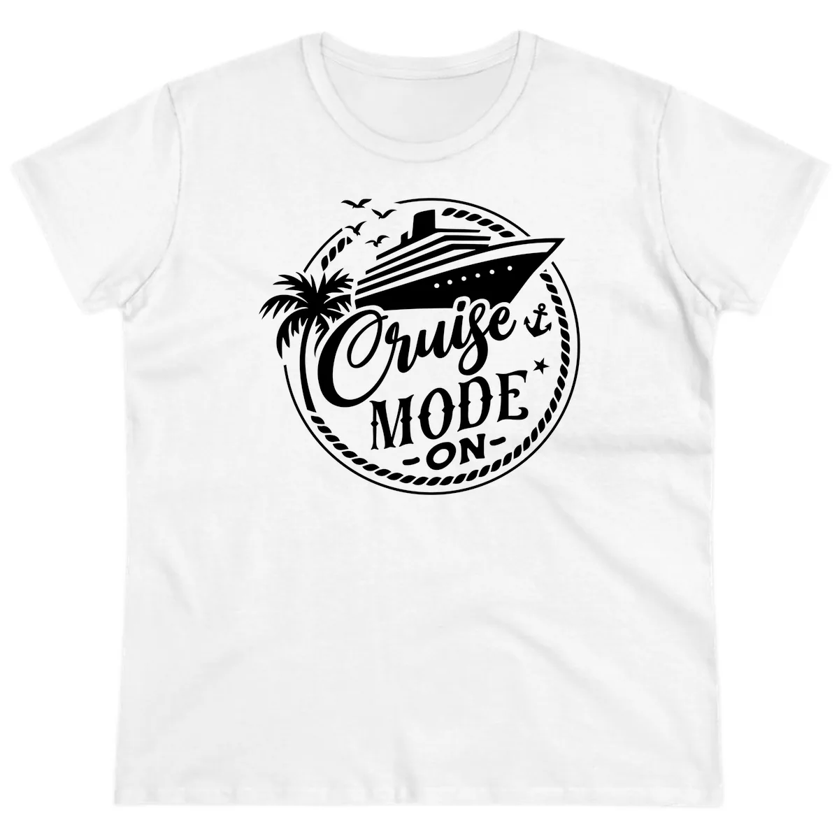 Cruise Mode On Graphic Tee Design Ladies Tee in White