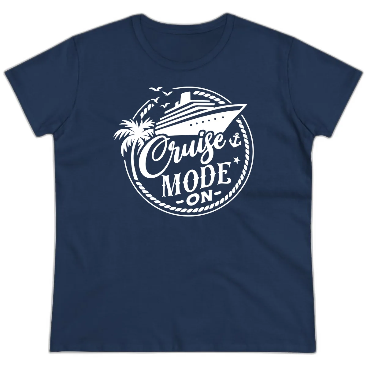 Cruise Mode On Graphic Tee Design Ladies Tee in Navy