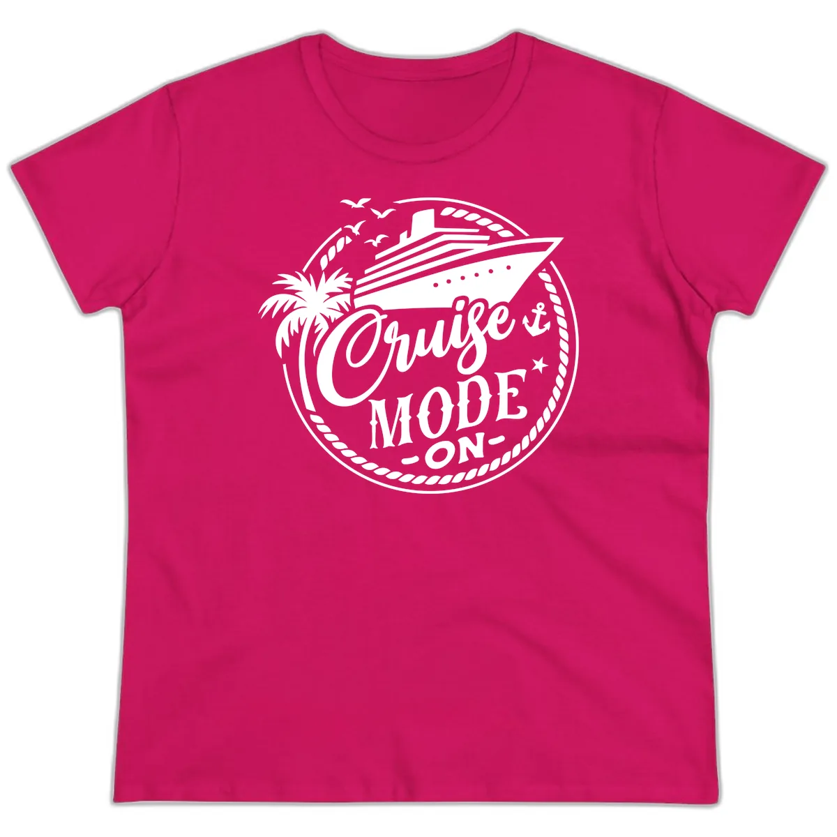 Cruise Mode On Graphic Tee Design Ladies Tee in Heliconia
