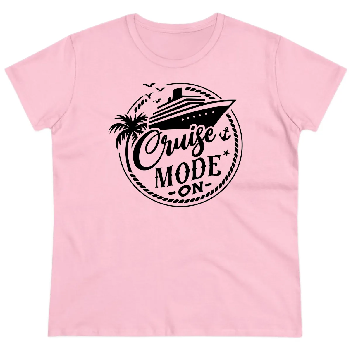 Cruise Mode On Graphic Tee Design Ladies Tee in Light Pink