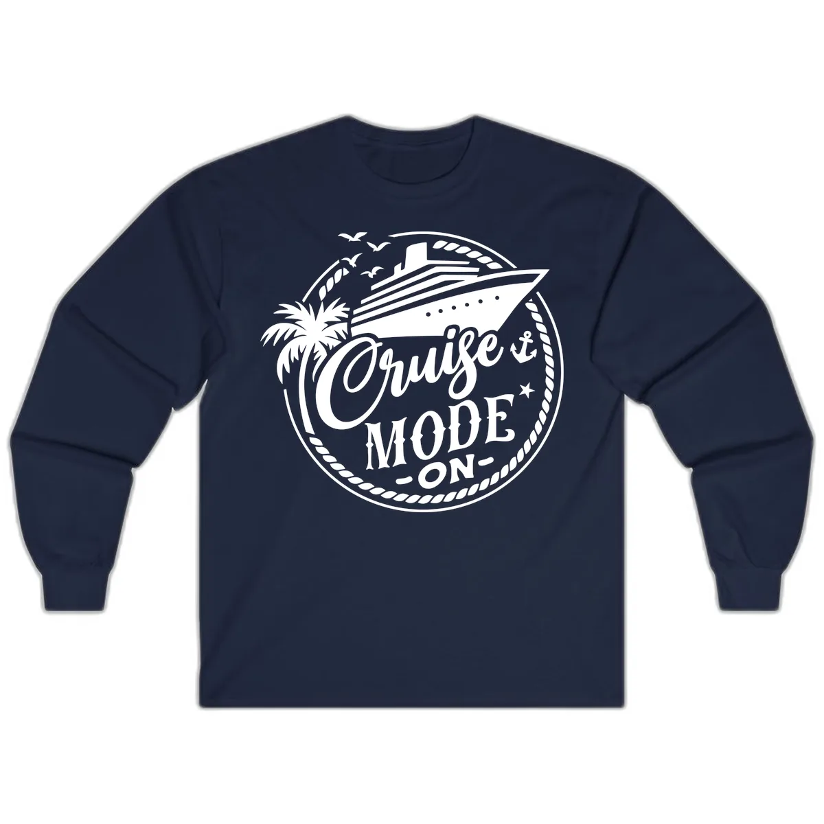 Cruise Mode On Graphic Tee Design Long Sleeve in Navy