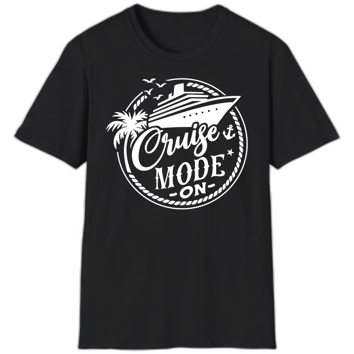 Cruise Mode On Graphic Tee Design T-Shirt in Black