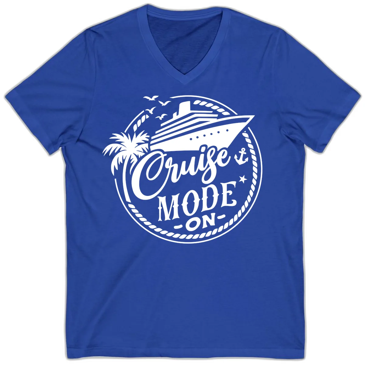 Cruise Mode On Graphic Tee Design V-Neck in True Royal