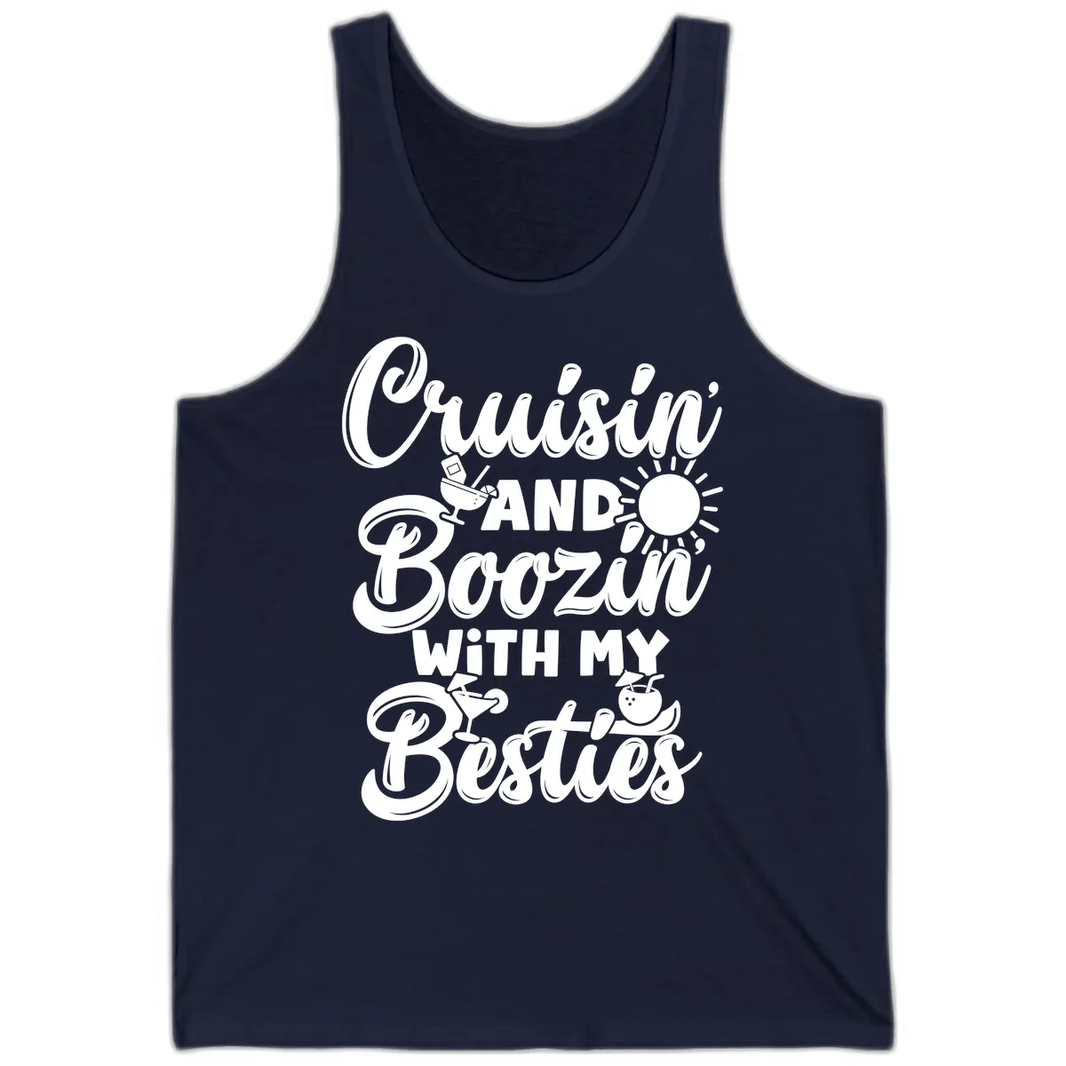 Cruisin And Boozin With My Besties Tank in Navy