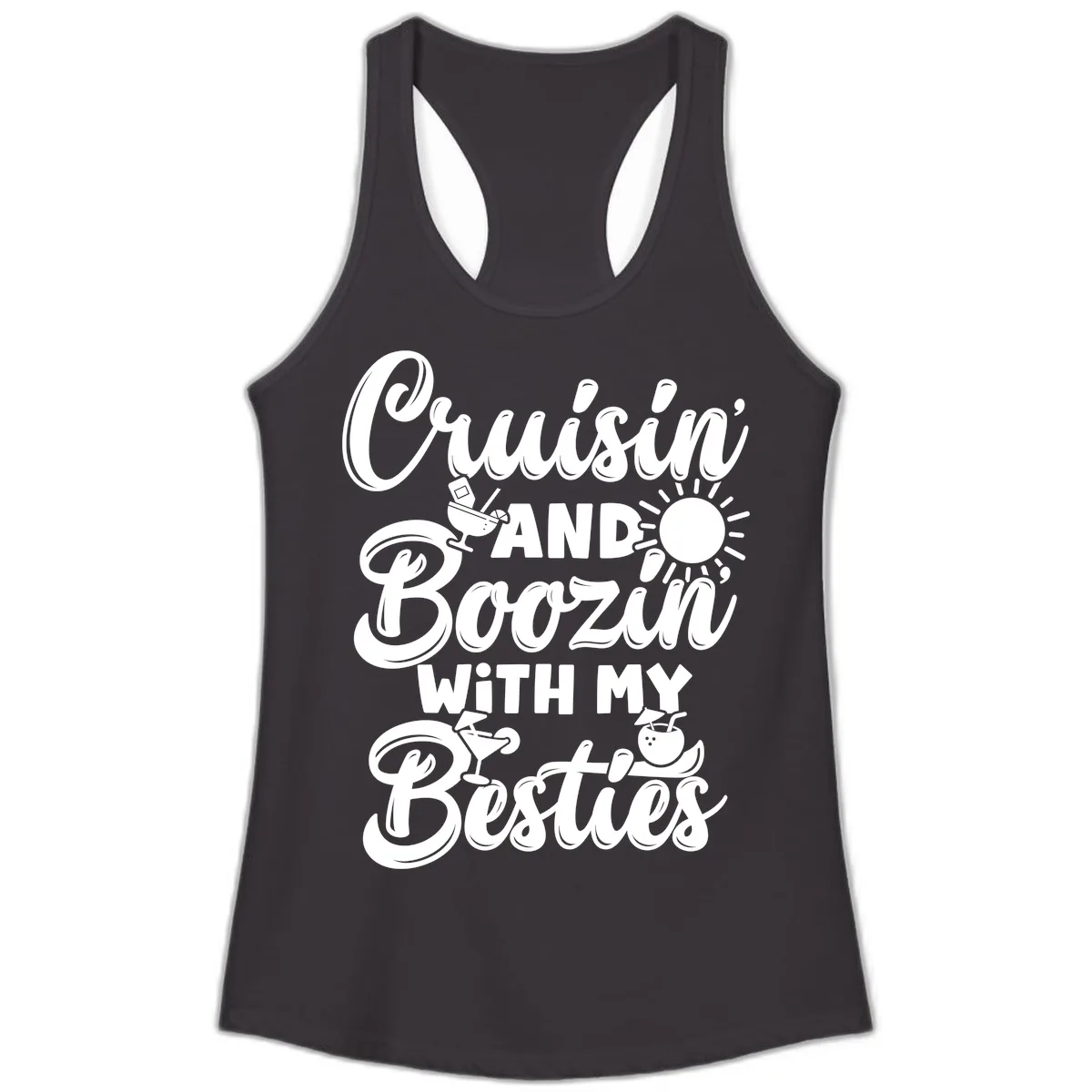 Cruisin And Boozin With My Besties Ladies Tank in Black
