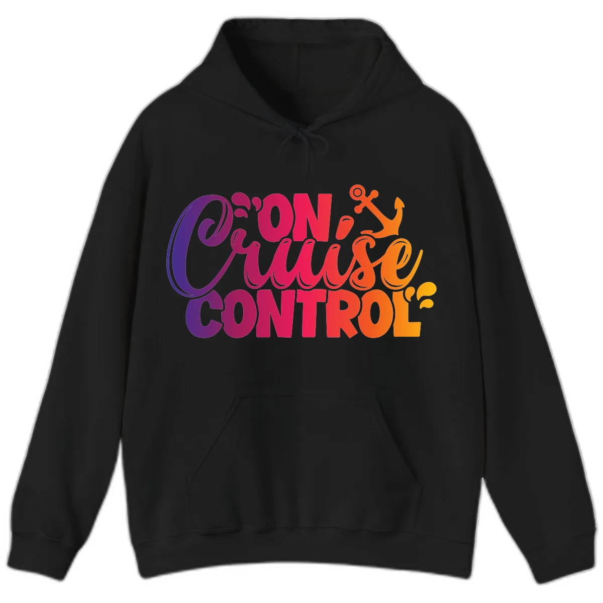 On Cruise Control Funny Vacation Design Hoodie in Black