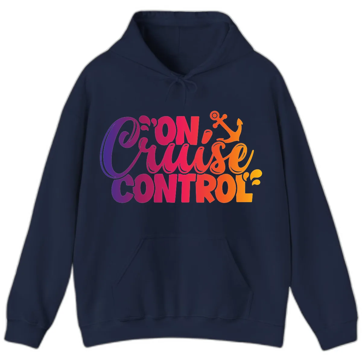 On Cruise Control Funny Vacation Design Hoodie in Navy