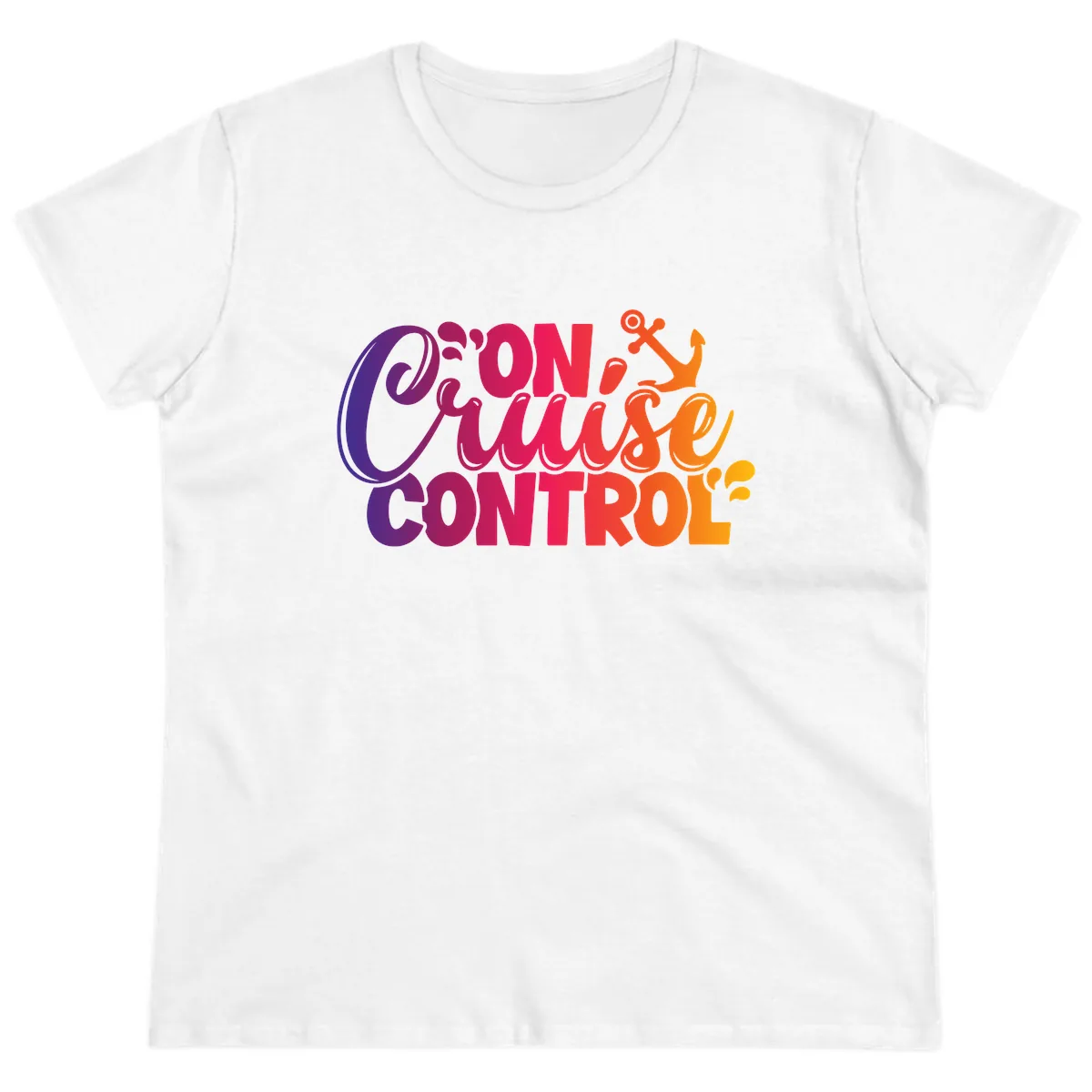 On Cruise Control Funny Vacation Design Ladies Tee in White