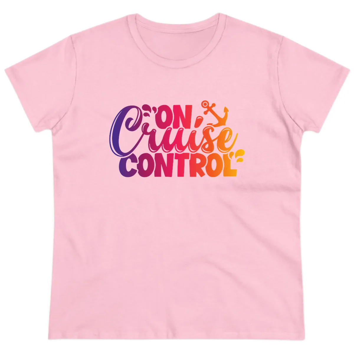 On Cruise Control Funny Vacation Design Ladies Tee in Light Pink