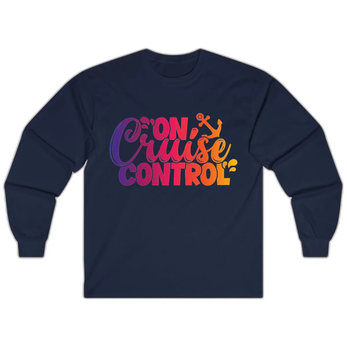 On Cruise Control Funny Vacation Design Long Sleeve in Navy