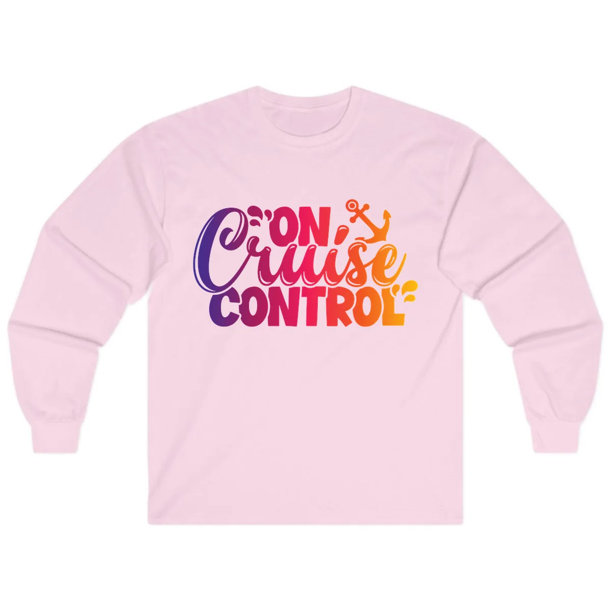 On Cruise Control Funny Vacation Design Long Sleeve in Light Pink