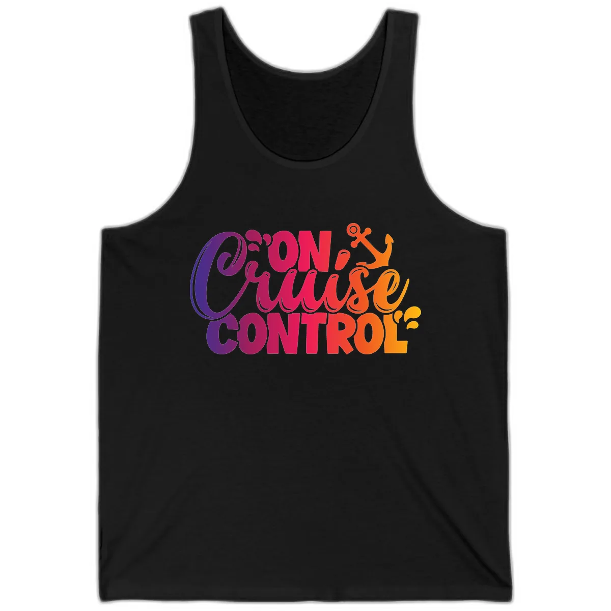 On Cruise Control Funny Vacation Design Tank in Black