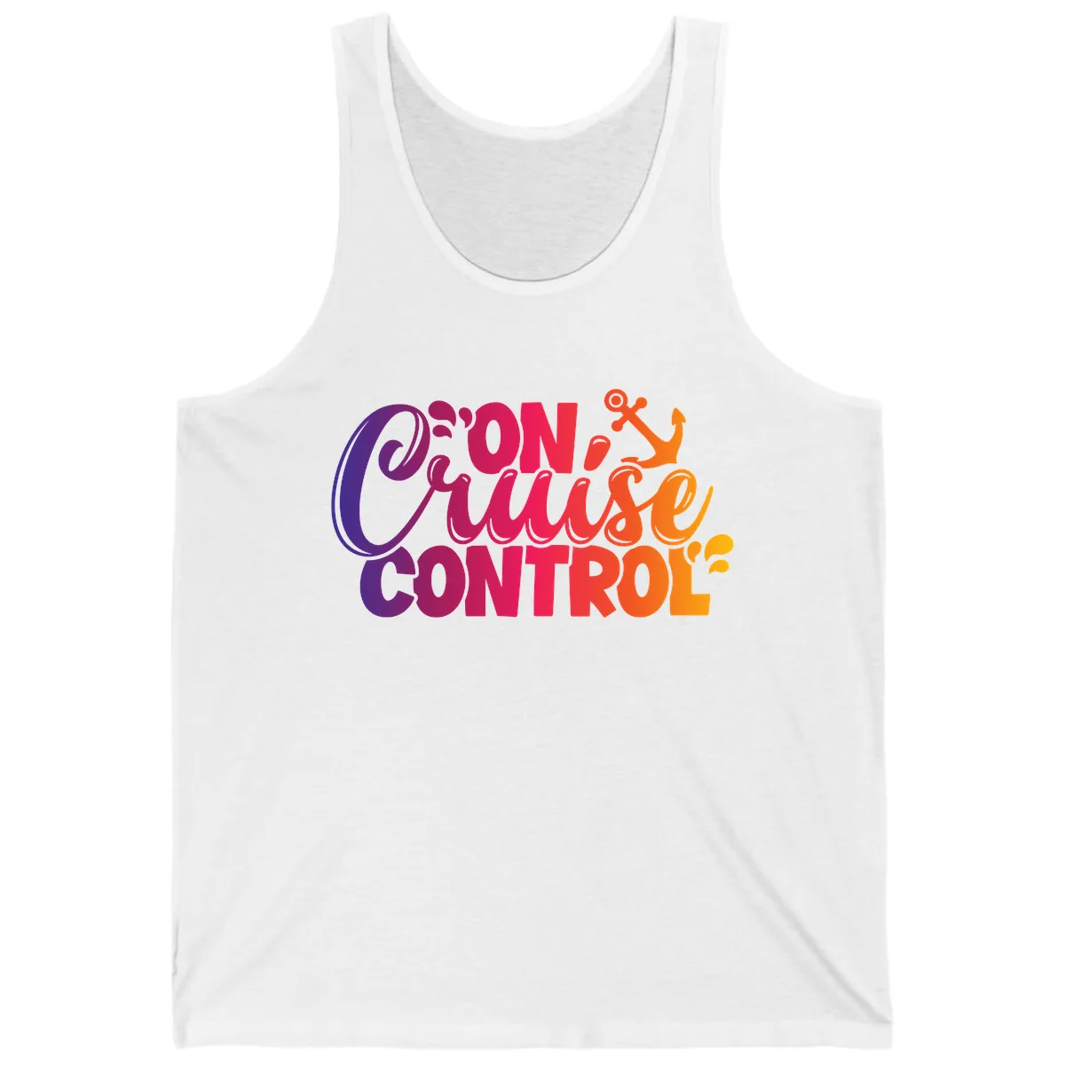 On Cruise Control Funny Vacation Design Tank in White