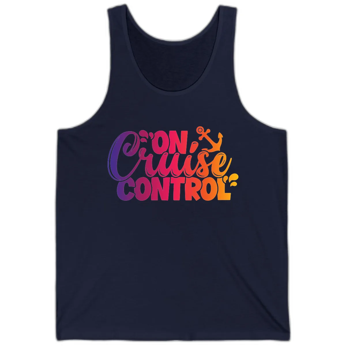 On Cruise Control Funny Vacation Design Tank in Navy