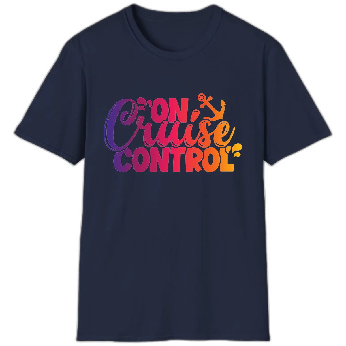 On Cruise Control Funny Vacation Design T-Shirt in Navy