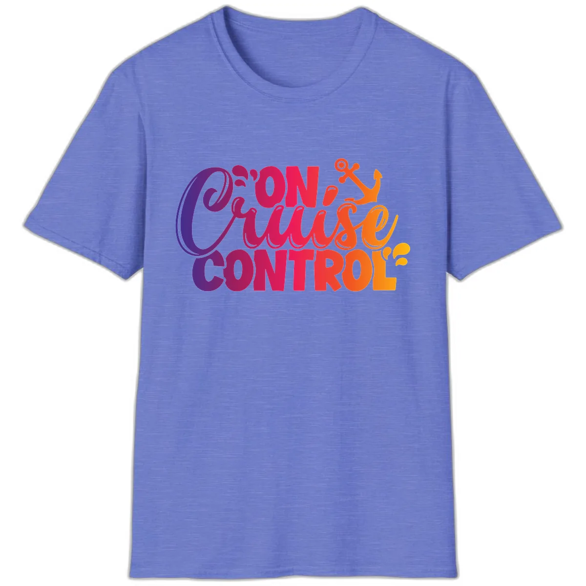 On Cruise Control Funny Vacation Design T-Shirt in Heather Royal