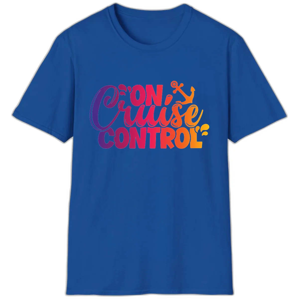 On Cruise Control Funny Vacation Design T-Shirt in Royal