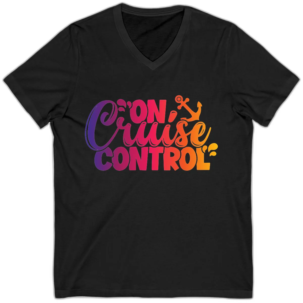 On Cruise Control Funny Vacation Design V-Neck in Black