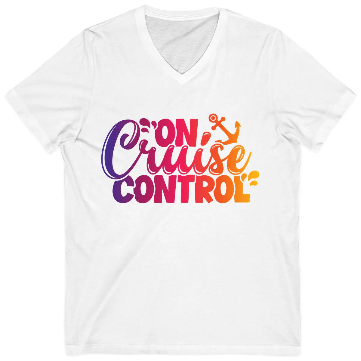 On Cruise Control Funny Vacation Design V-Neck in White