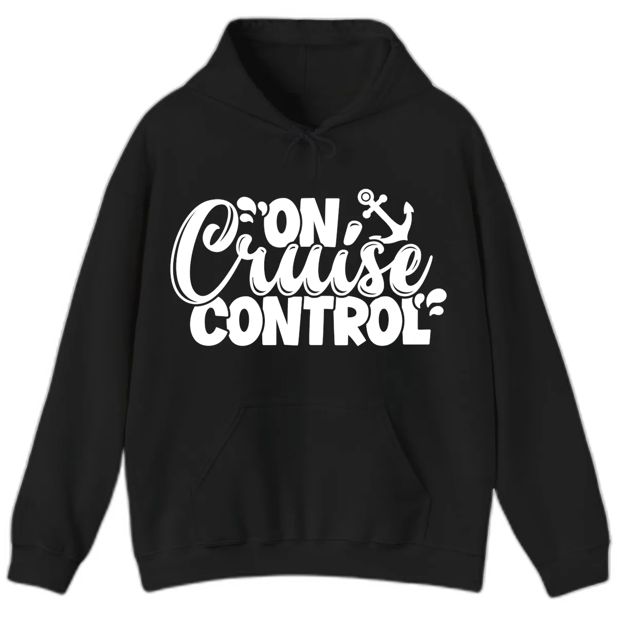 On Cruise Control Funny Vacation Design Hoodie in Black