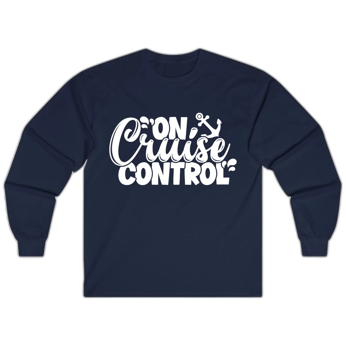 On Cruise Control Funny Vacation Design Long Sleeve in Navy