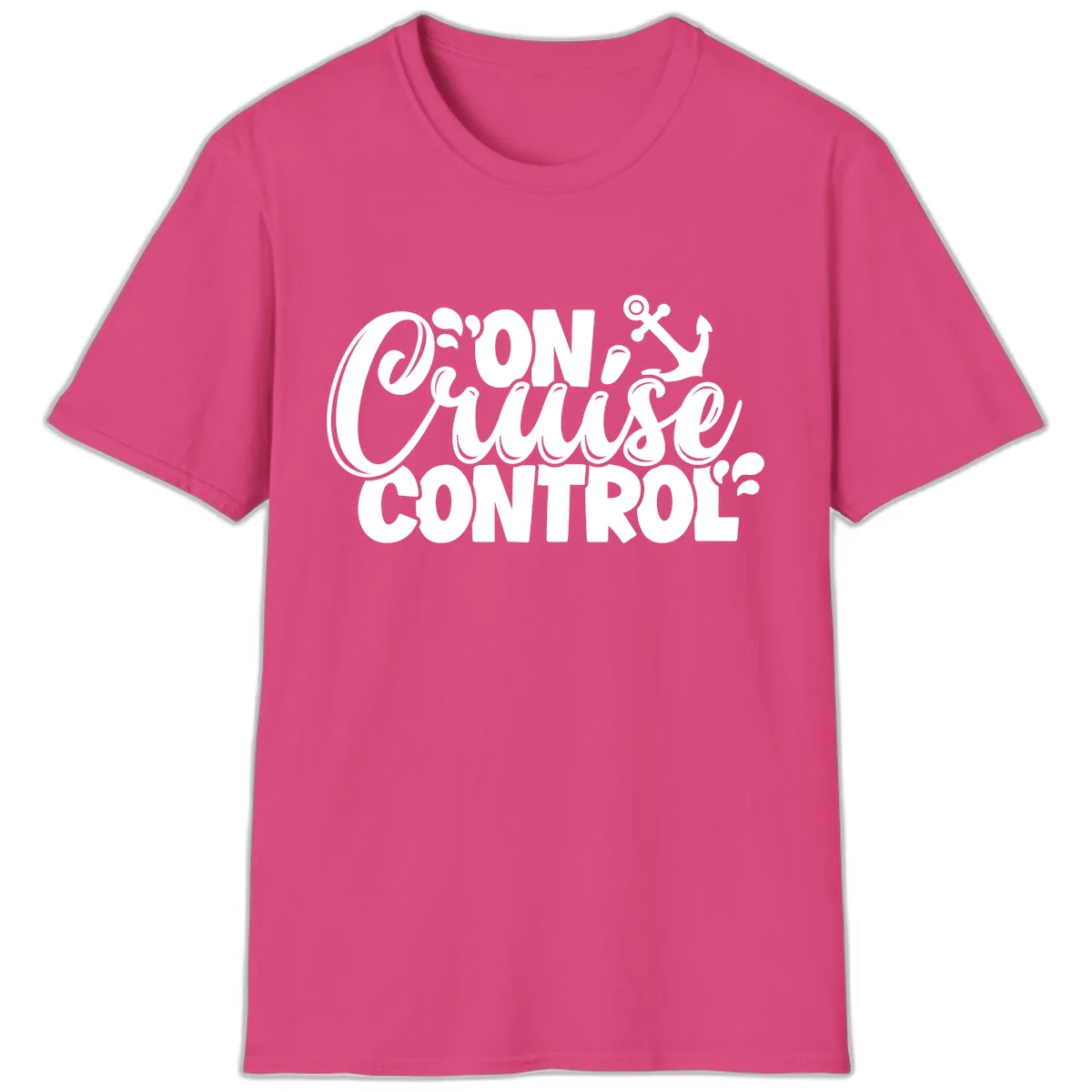 On Cruise Control Funny Vacation Design T-Shirt in Heliconia