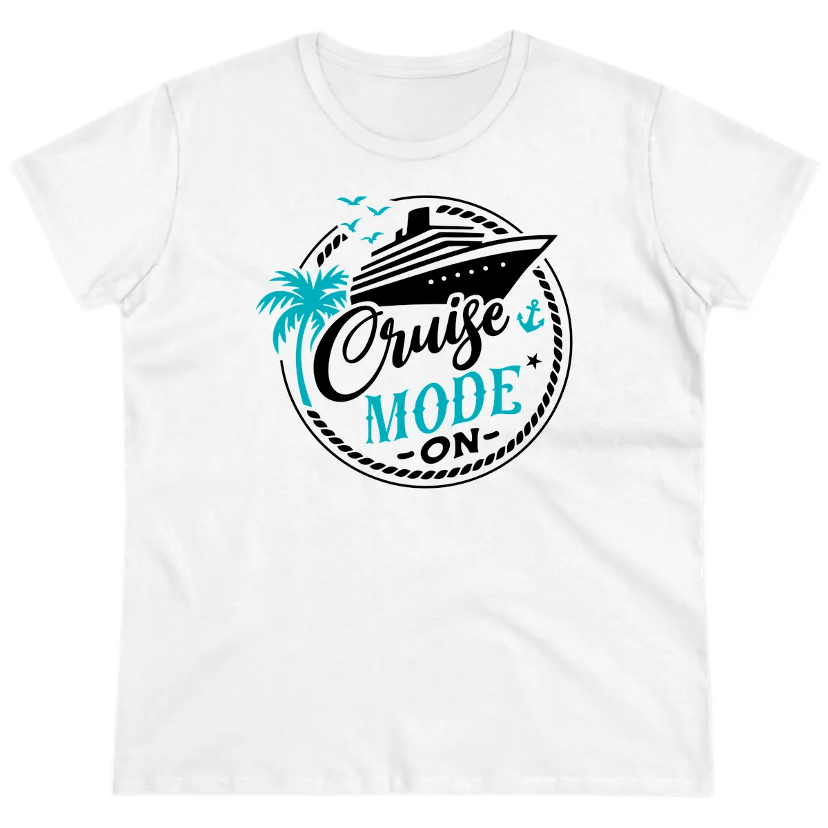 Cruise Mode On Graphic Design Ladies Tee in White