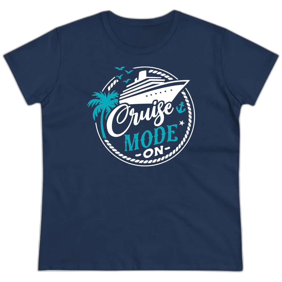 Cruise Mode On Graphic Design Ladies Tee in Navy