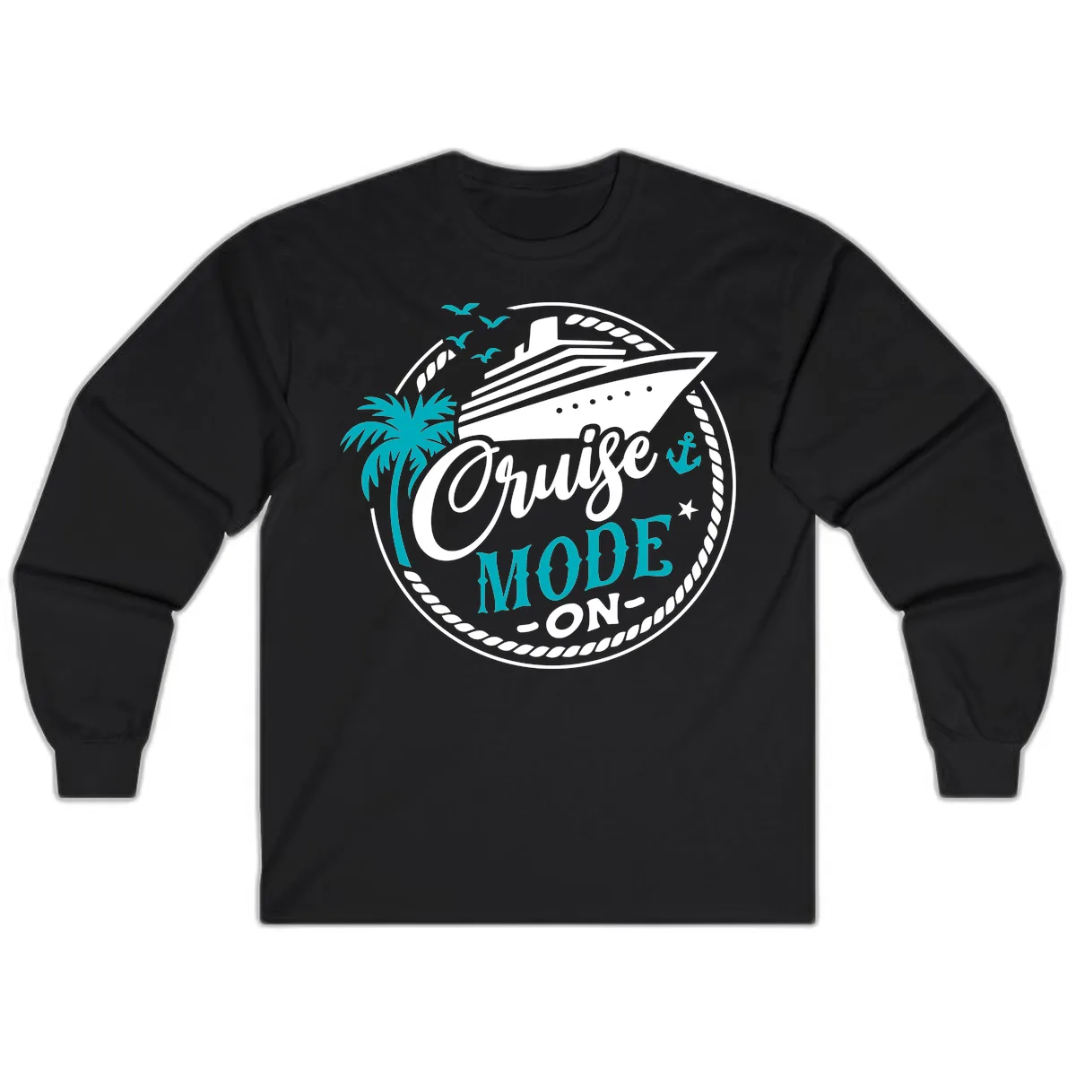 Cruise Mode On Graphic Design Long Sleeve in Black