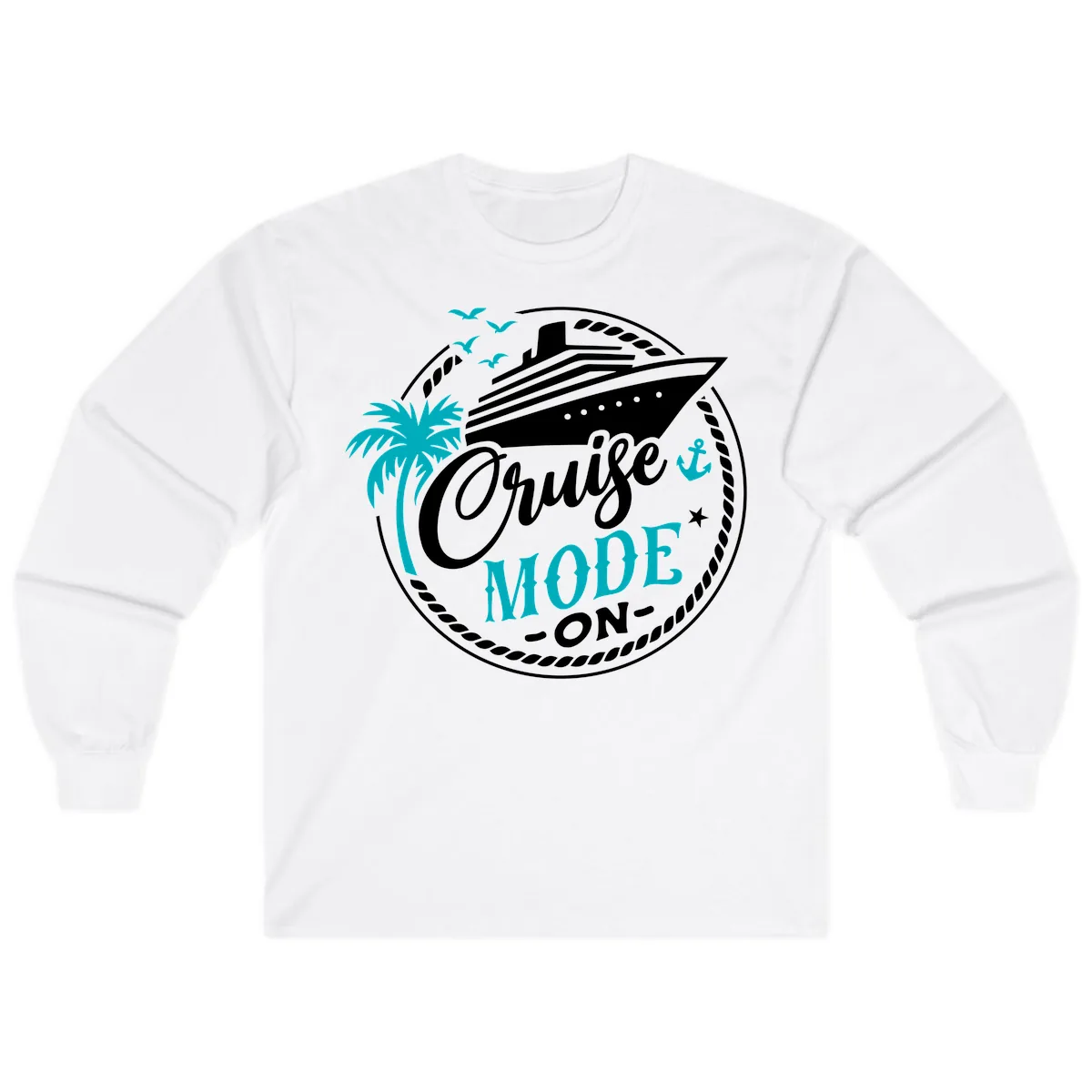Cruise Mode On Graphic Design Long Sleeve in White