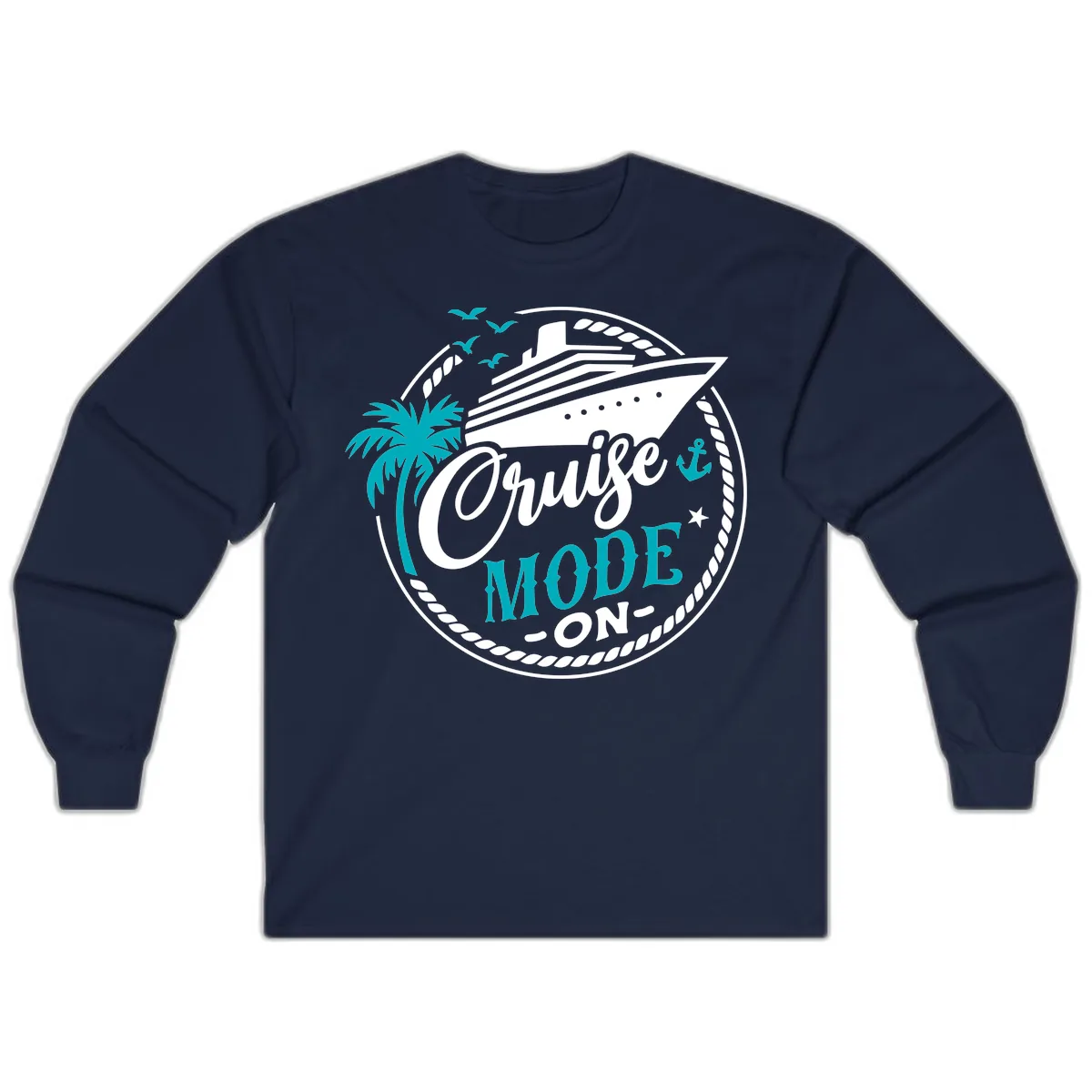 Cruise Mode On Graphic Design Long Sleeve in Navy