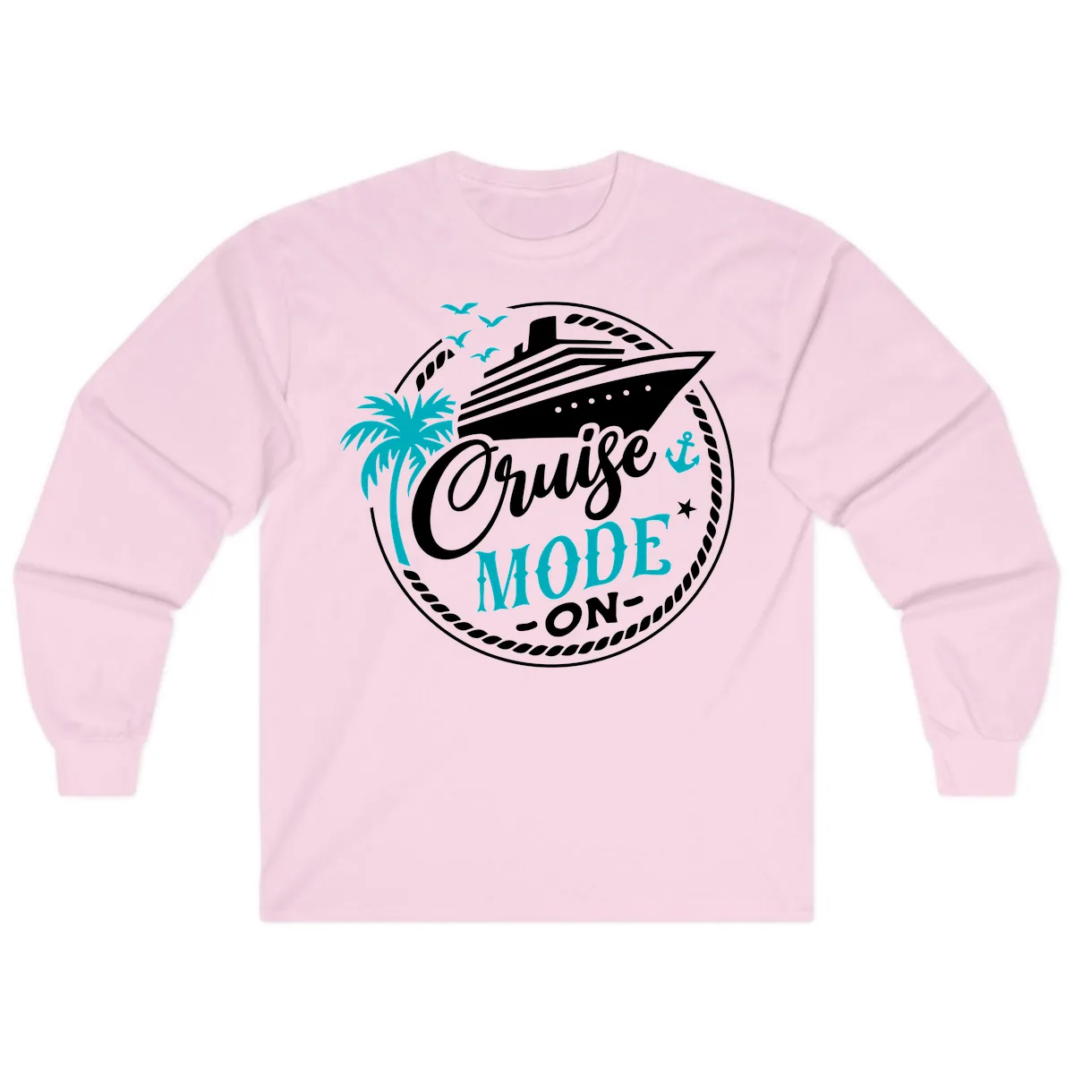 Cruise Mode On Graphic Design Long Sleeve in Light Pink
