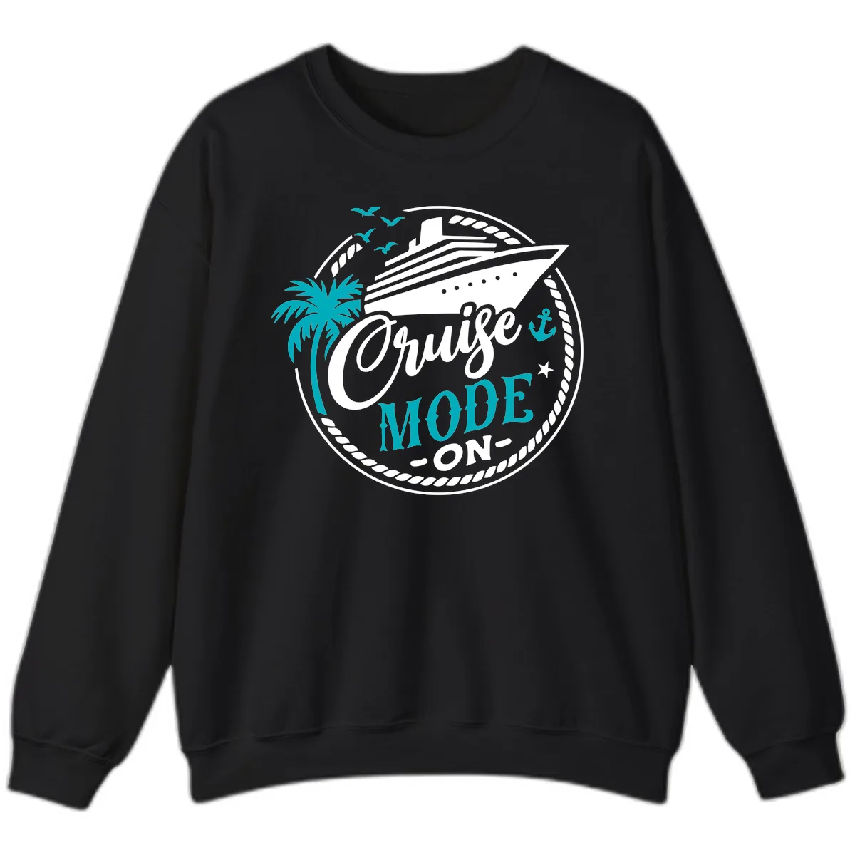 Cruise Mode On Graphic Design Sweatshirt in Black
