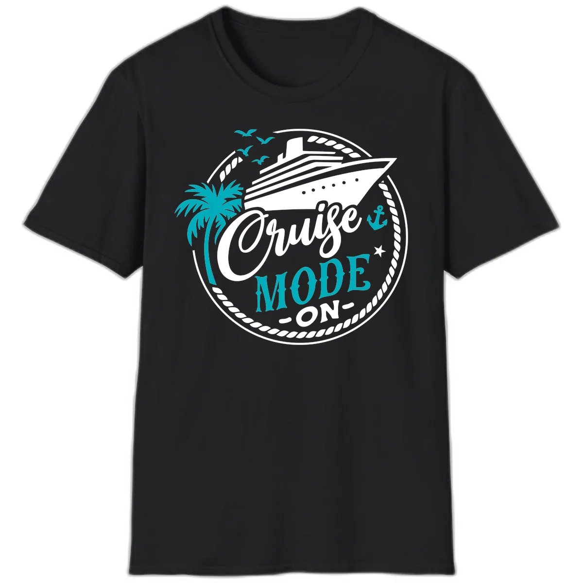 Cruise Mode On Graphic Design T-Shirt in Black