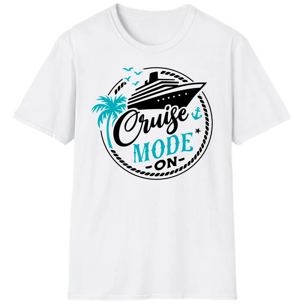 Cruise Mode On Graphic Design T-Shirt in White