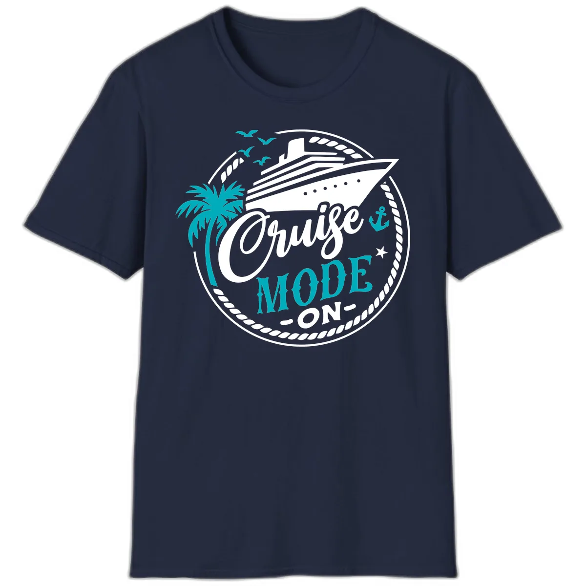 Cruise Mode On Graphic Design T-Shirt in Navy